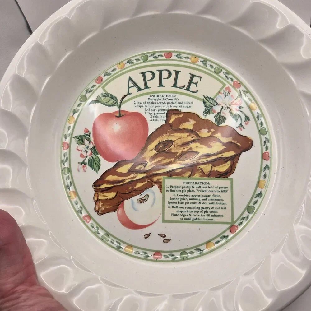 Vintage Ceramic Pan Plate Golden Pie Collection Himark apple pie recipe EUC